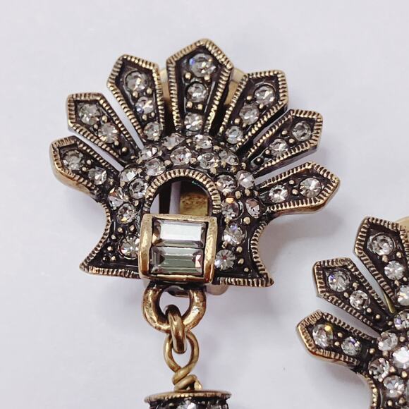 Signed Heidi Daus Red Deco Swarovski Crystal Clip On Earrings Dangle Drop VTG - Picture 13 of 16